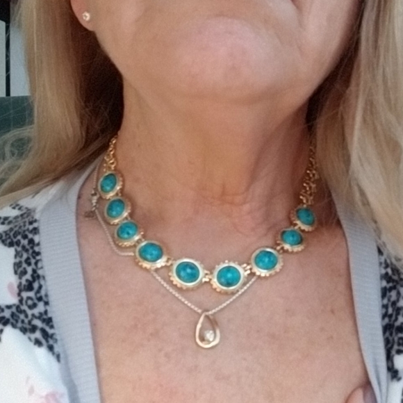 EB costume gold turquoise jewelry set - Picture 4 of 10